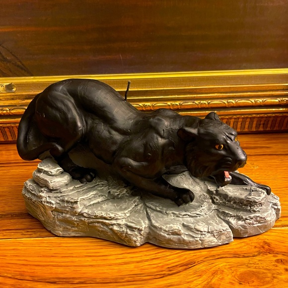 Vintage Accents Vintage Wax Black Panther Candle Sculpture Mcm Rare
